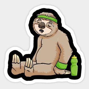 Exhausted sloth at the jogging with a bottle Sticker